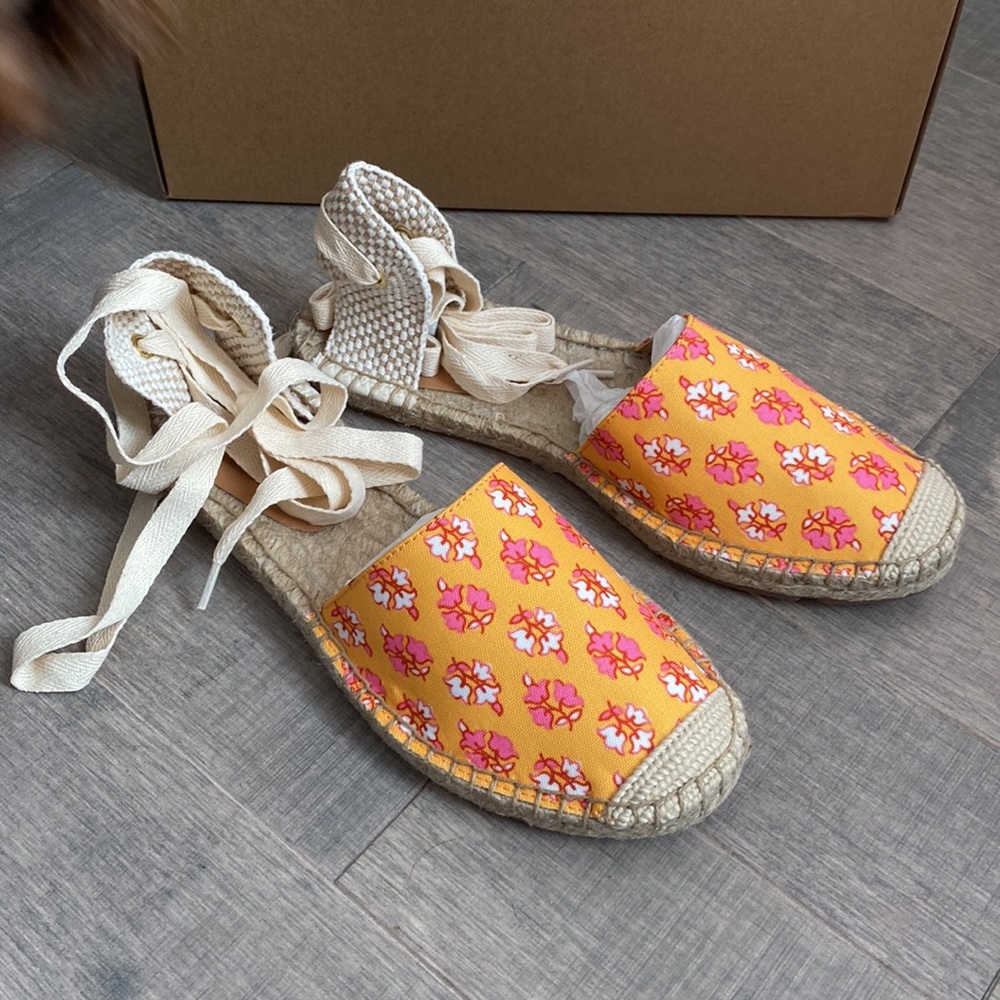 JCrew Printed Lace-Up D’Orsay Espadrille Sandals
